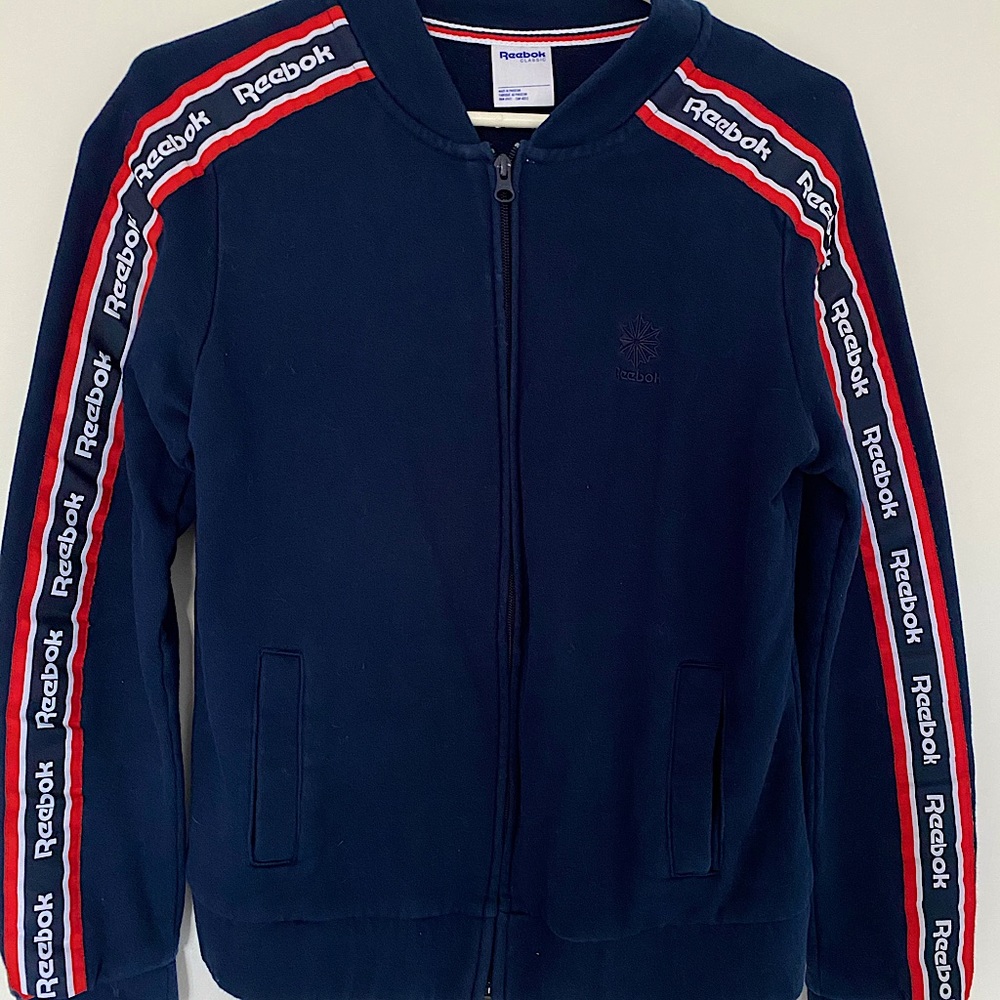 Reebok Navy Striped Coach Jacket